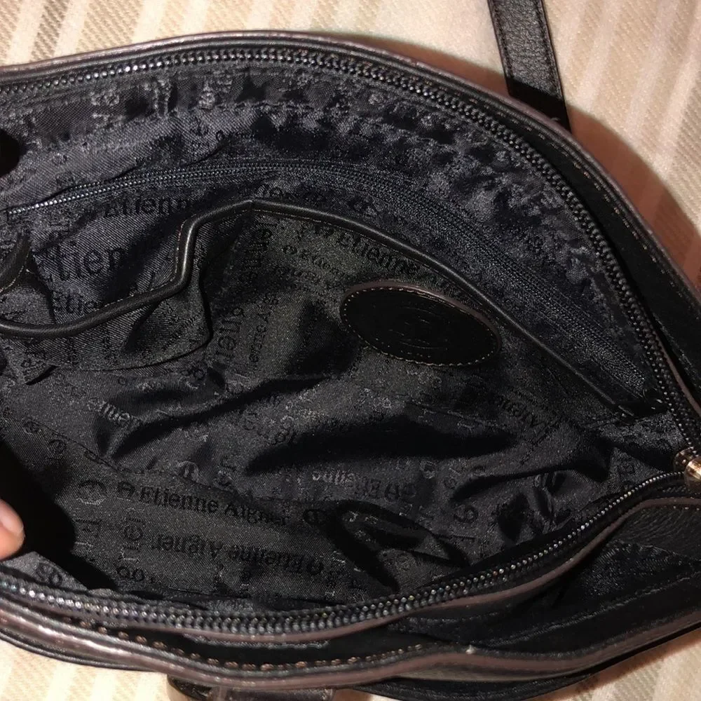 Etienne Aigner Genuine Leather Black Hobo Bag